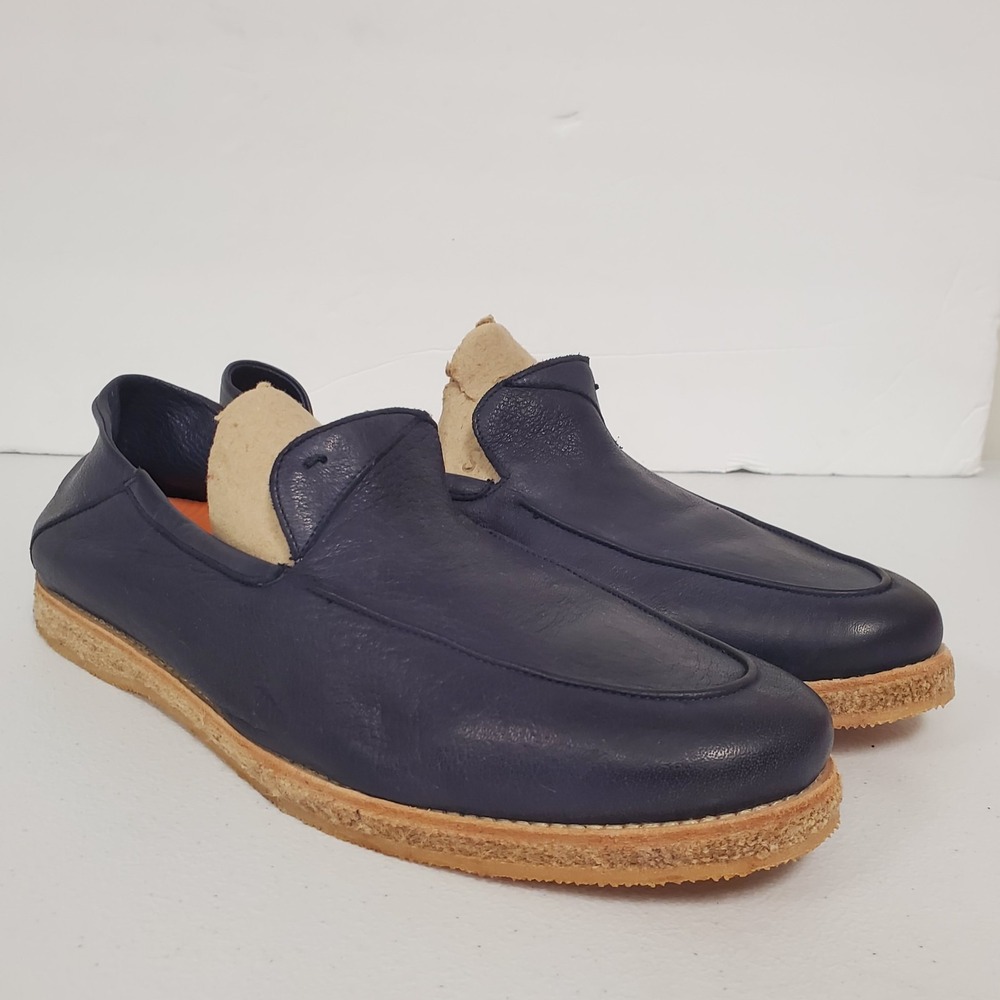 Andrea Ventura Firenze Mens Sailor Shoes Size 41 Blue Leather Loafers Designer‎